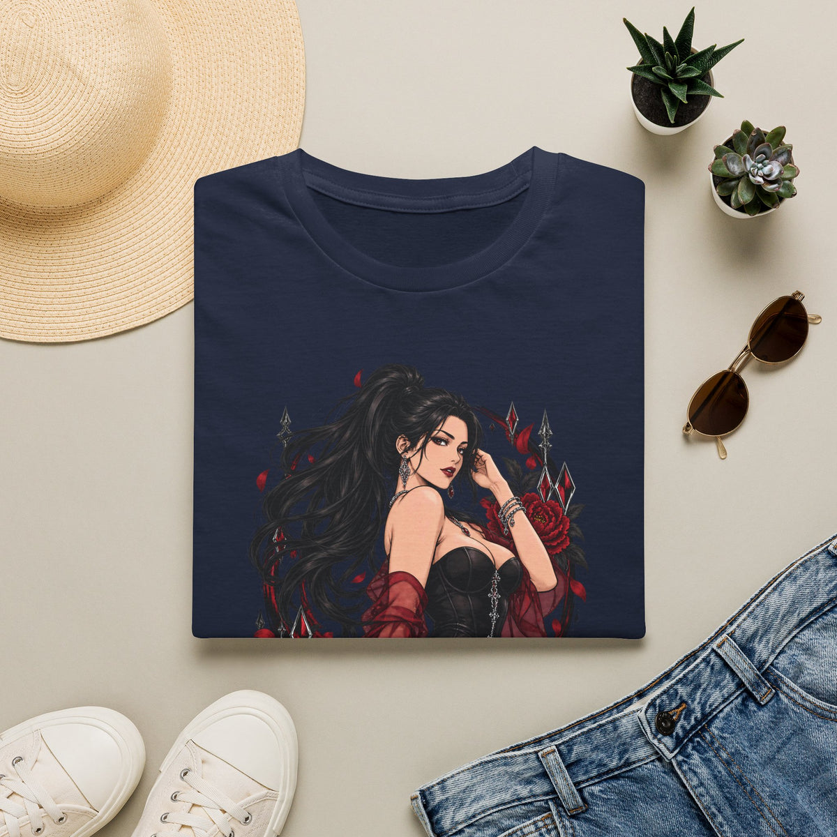 The Seducer | Sexy Black Haired Pony Tail Pin Up Girl Graphic Shirt