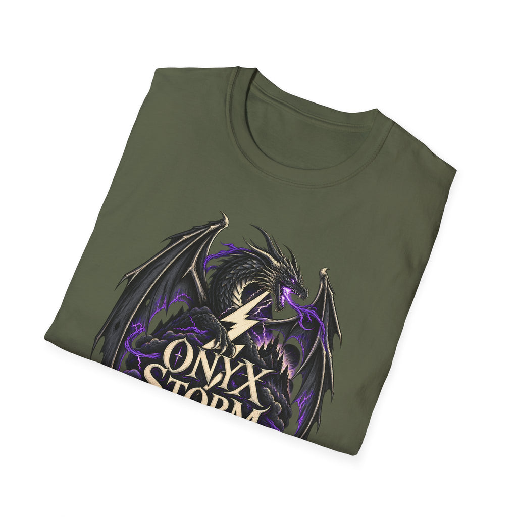 Onyx Storm Dragon T-Shirt | Book Inspired Gothic Lightning Fantasy Tee