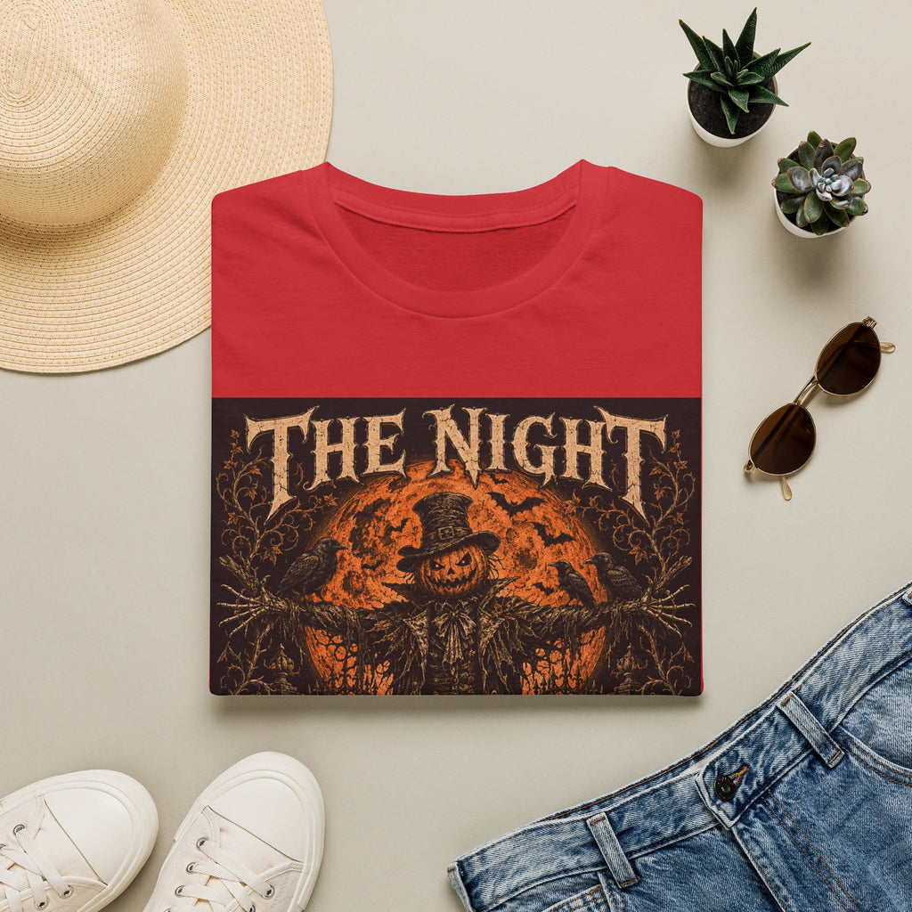 Halloween Scarecrow T-Shirt — "The Night Belongs To" Spooky Pumpkin Graphic