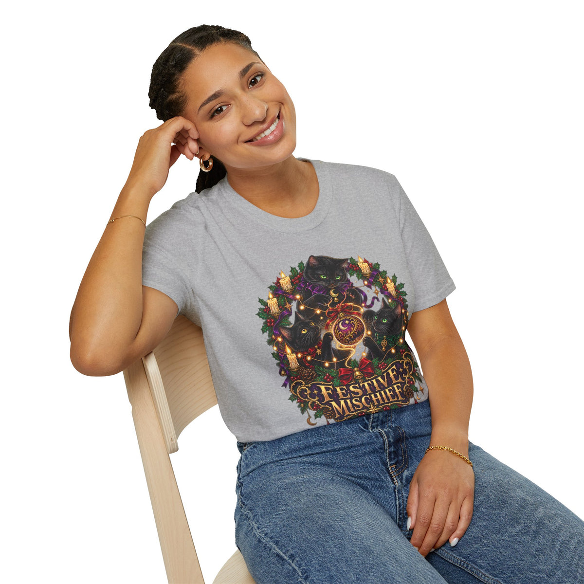Festive Mischief | Cat Lover Christmas Holiday T-Shirt