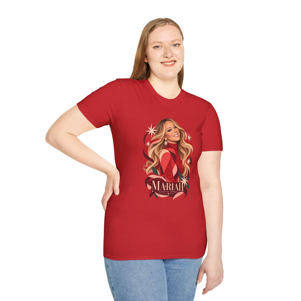 Mariah Carey | Holiday Diva Graphic Tee | Retro Red Star Portrait
