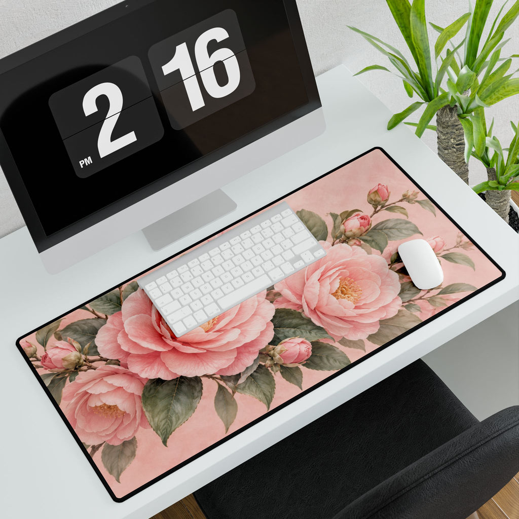 Pastel Pink Camellia Flowers Botanical Wall Art - Pastel Floral Design