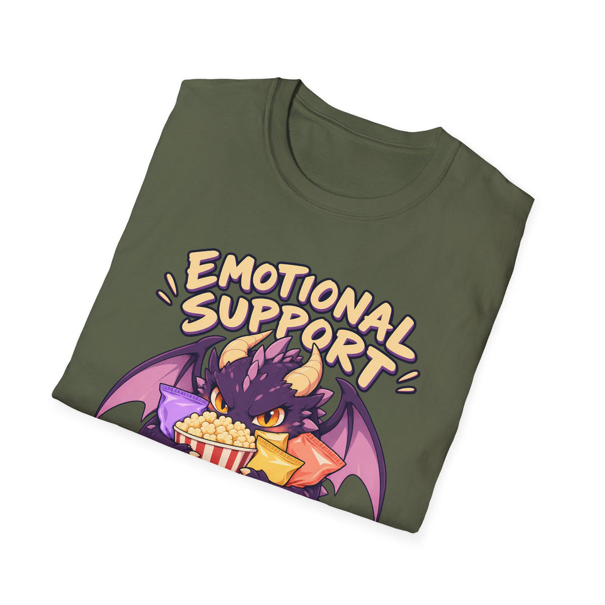 Emotional Support Snacks | Cute Dragon Eating Popcorn Anime Shirt