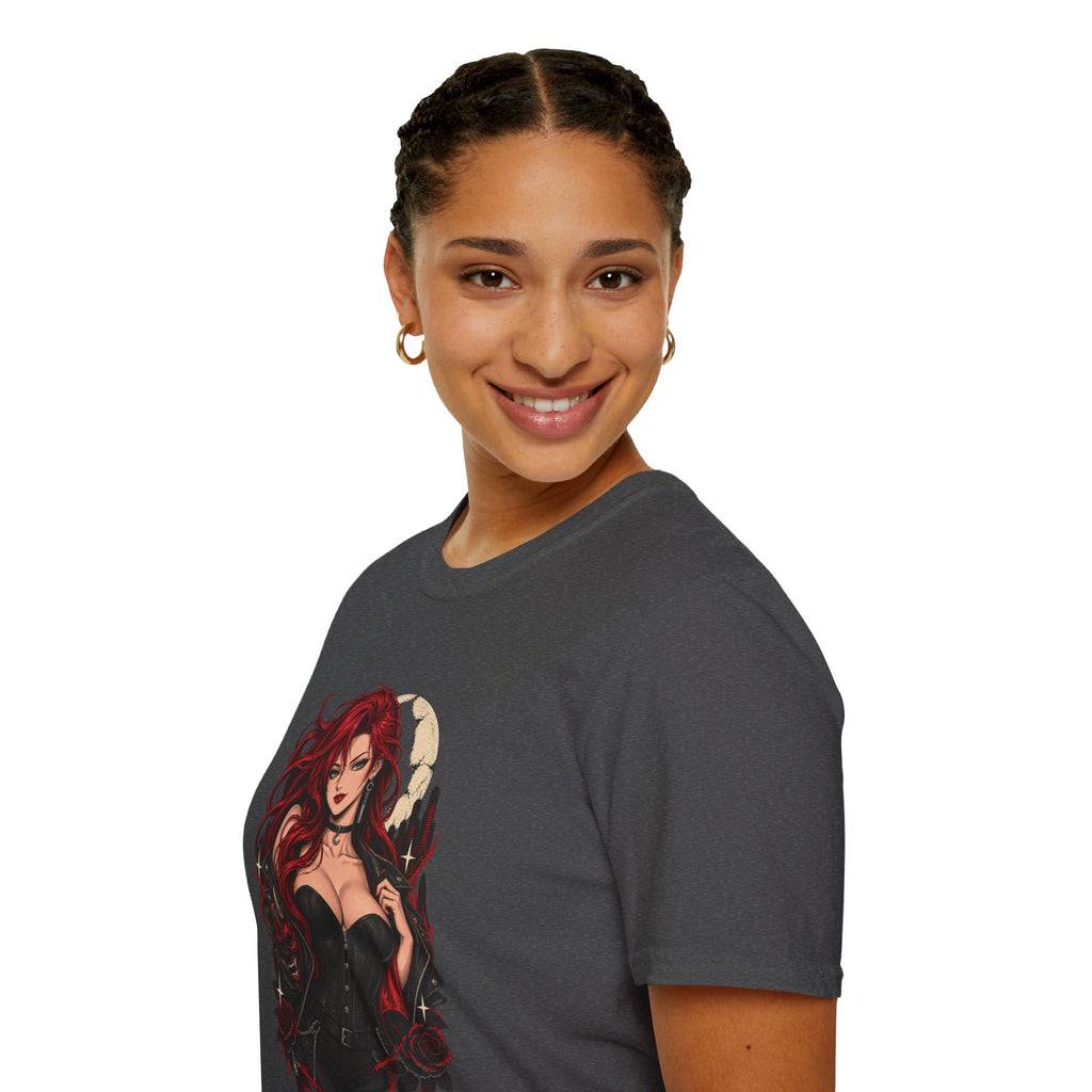 Crimson Dusk | Sexy Gothic Hannya Mask Pin up Woman T-Shirt