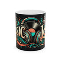 Ceramic Mug | Music Lover | Retro Vinyl & Headphones Coffee Cup (11oz/15oz)