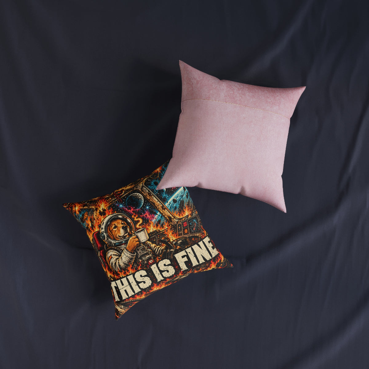 This Is Fine Funny Space Dog Meme Cushion | Decorative Sofa Pillow