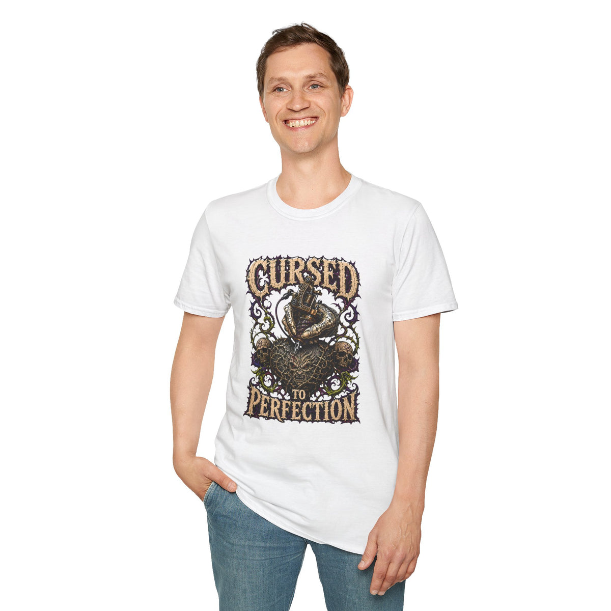 Cursed Perfection Tattoo T-Shirt - Dark Gothic Snake Graphic Tee