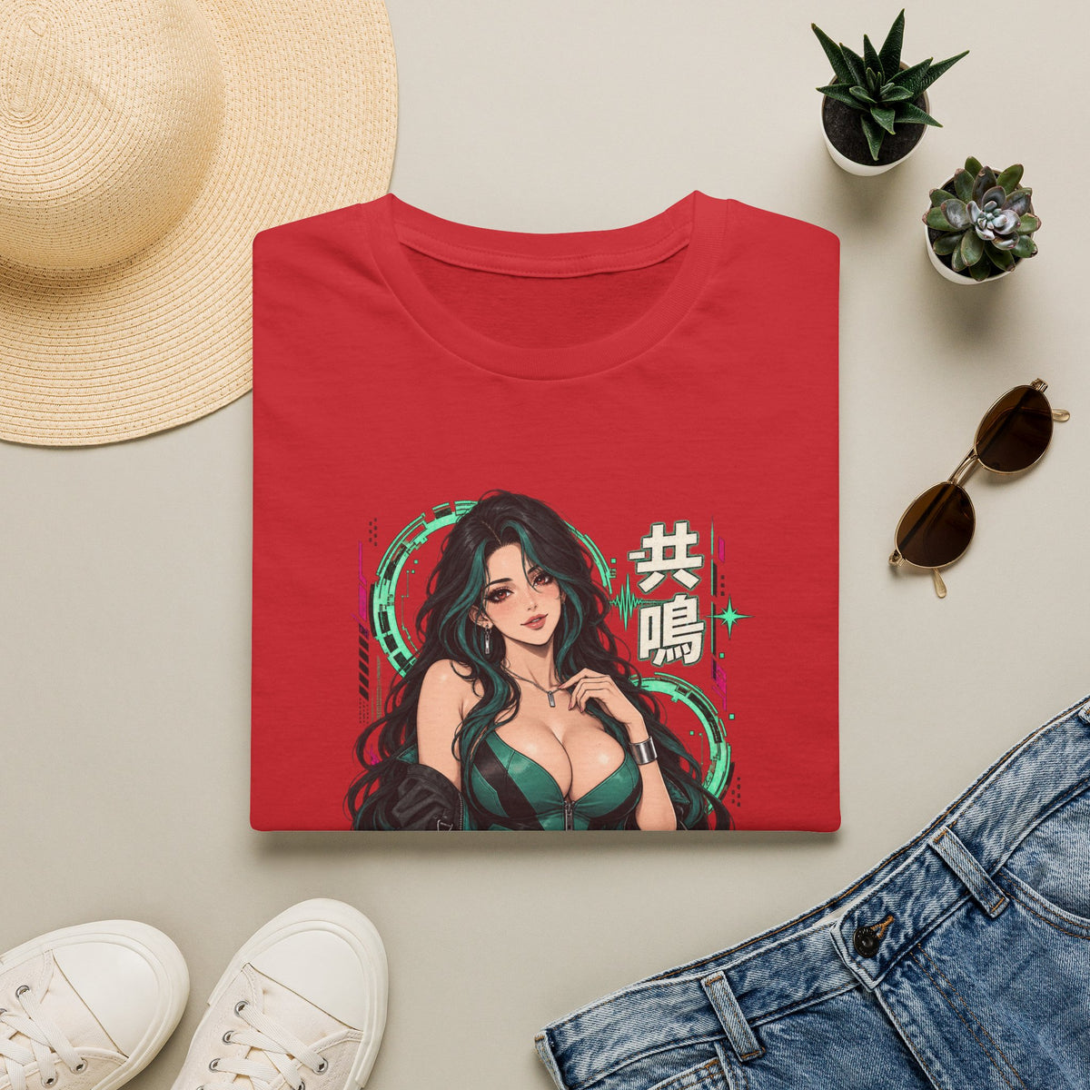 Jade | Sexy Anime Pin Up Girl | Waifu Graphic T‑Shirt
