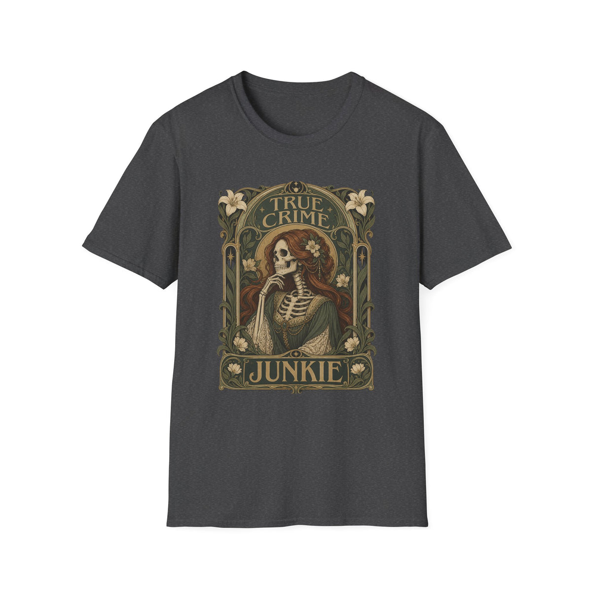True Crime Junkie | Vintage Gothic Skull Tee