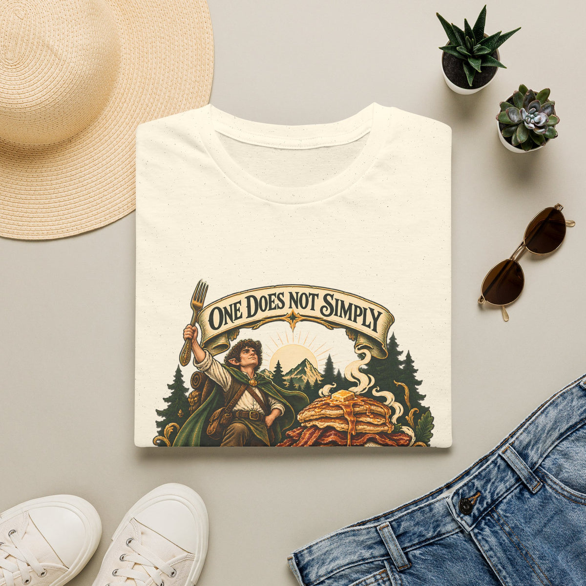 One Does Not Simply Skip Second Breakfast | Funny Hobbit Breakfast Graphic