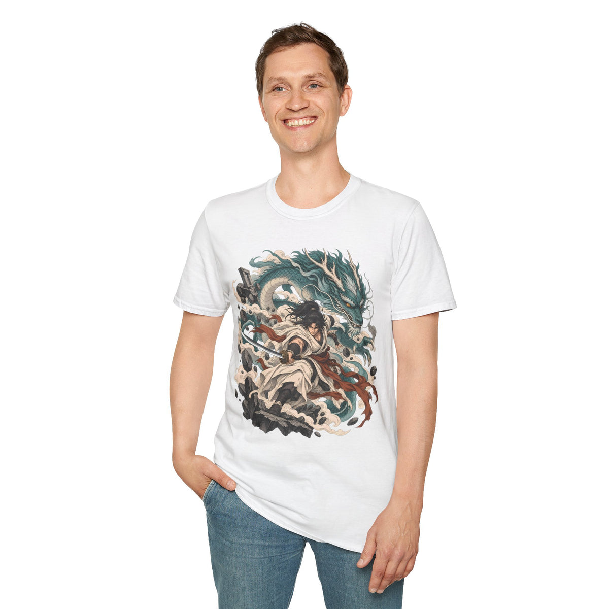 Mythic Dragon Warrior | Japanese Samurai and Serpent T Shirt