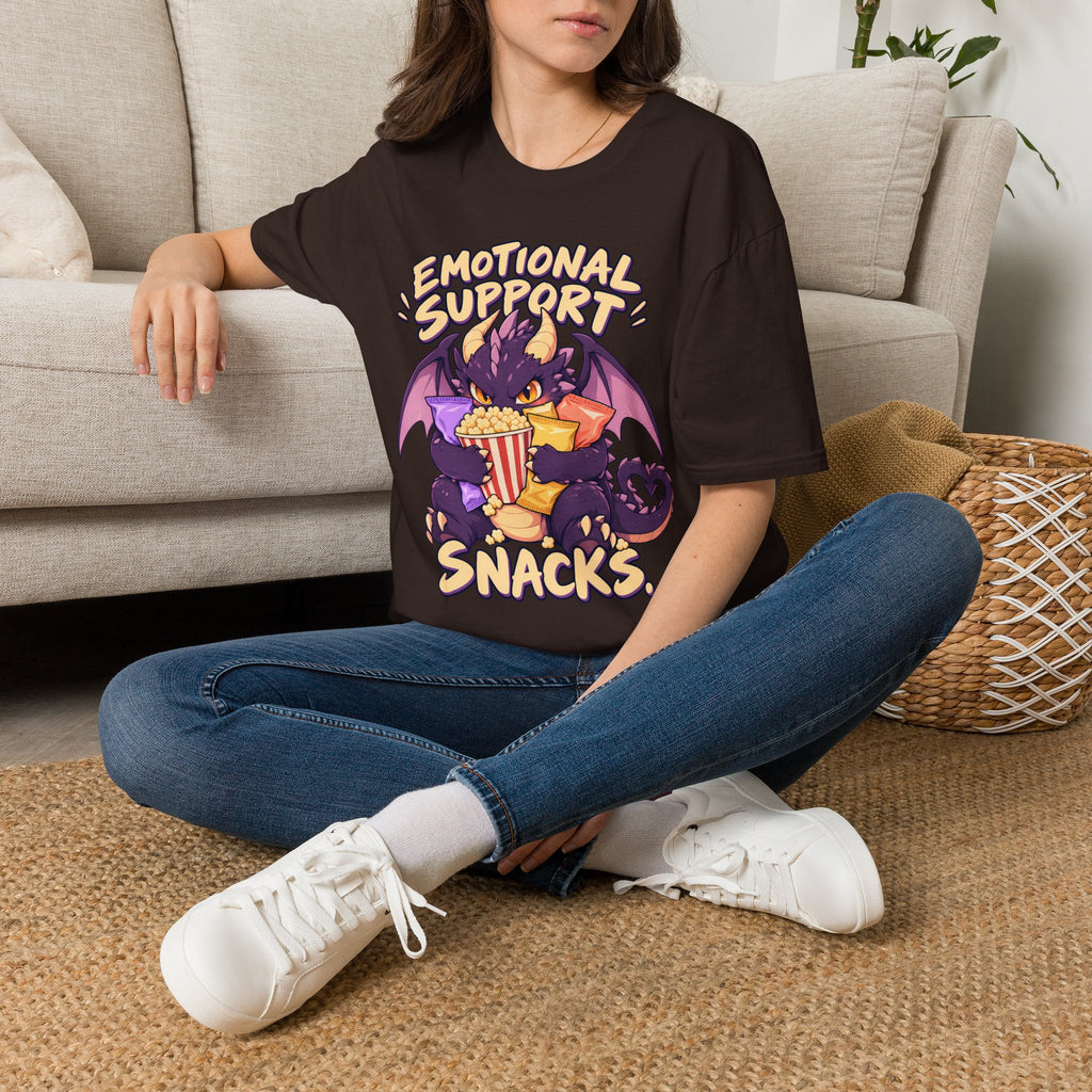Emotional Support Snacks | Cute Dragon Eating Popcorn Anime Shirt