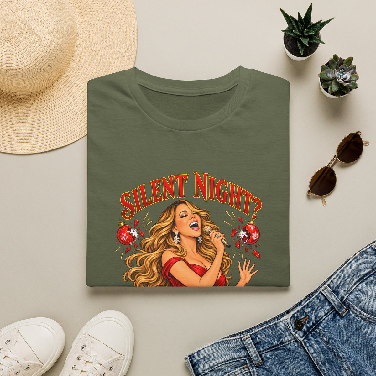 Mariah Carey Christmas T-Shirt | Silent Night? Not With Mariah Retro Holiday Tee