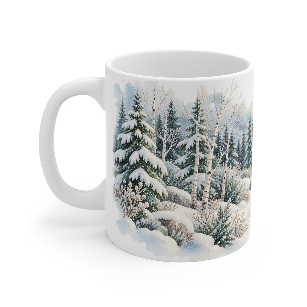Snowy Forest Mug | Winter Wonderland Watercolour | Woodland Gift