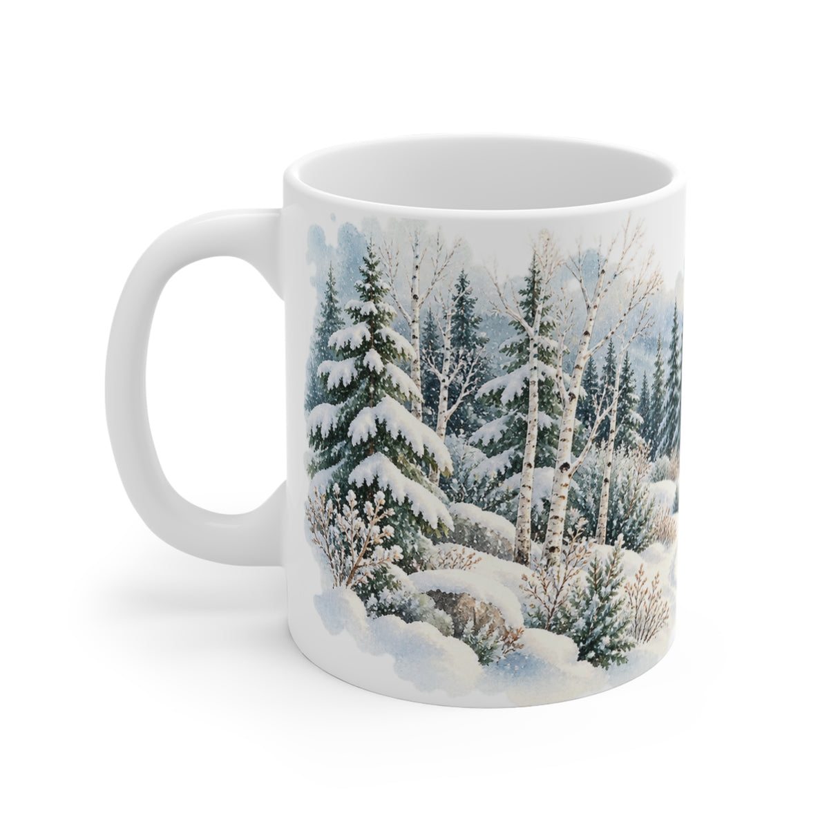 Snowy Forest Mug | Winter Wonderland Watercolour | Woodland Gift