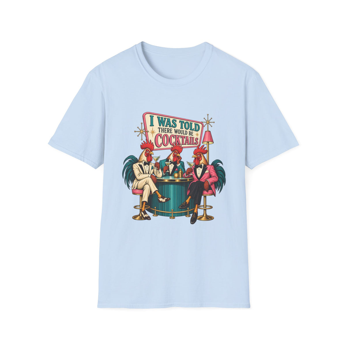 I Was Told There Would Be Cocktails T-Shirt | Retro Flamingo Bar Cocktail Tee