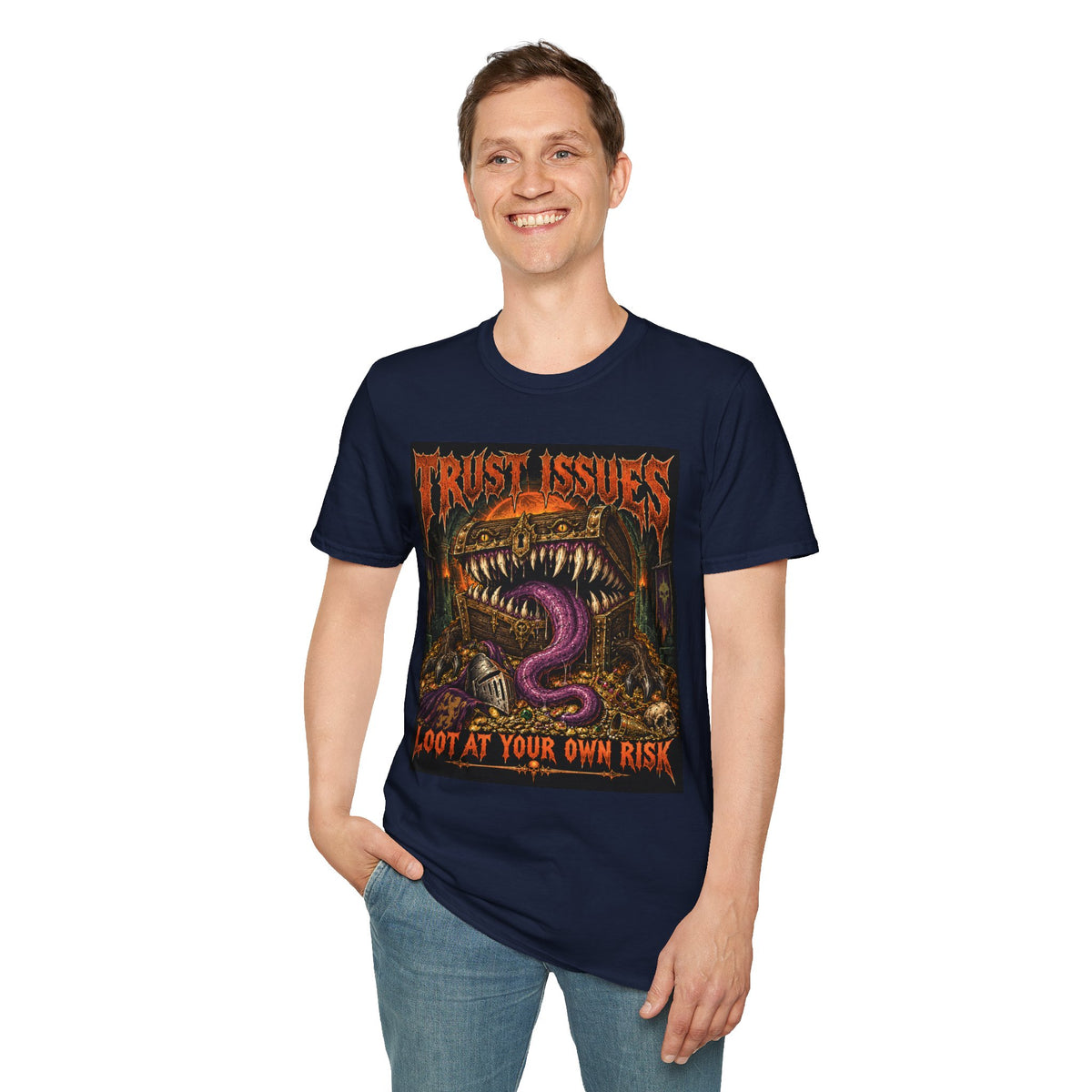 Trust Issues T-Shirt — Gothic Monster Graphic Tee ("Trust Issues" text)