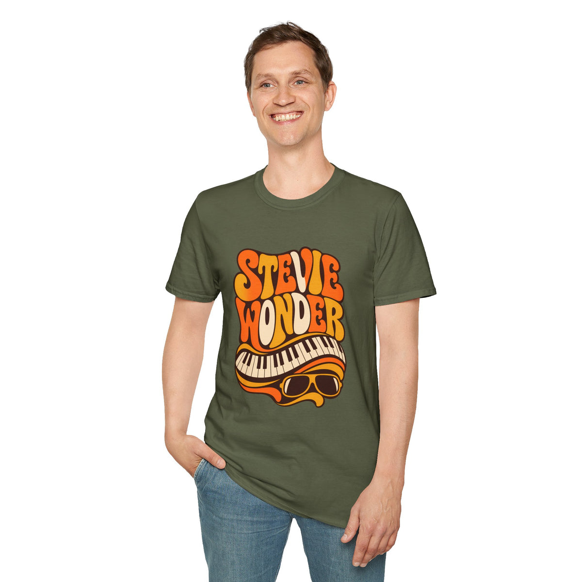 Stevie Wonder Piano Psychedelic Retro Band T-Shirt