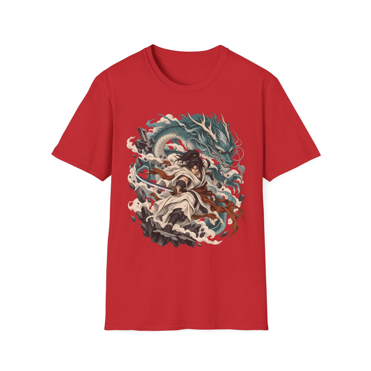 Mythic Dragon Warrior | Japanese Samurai and Serpent T Shirt