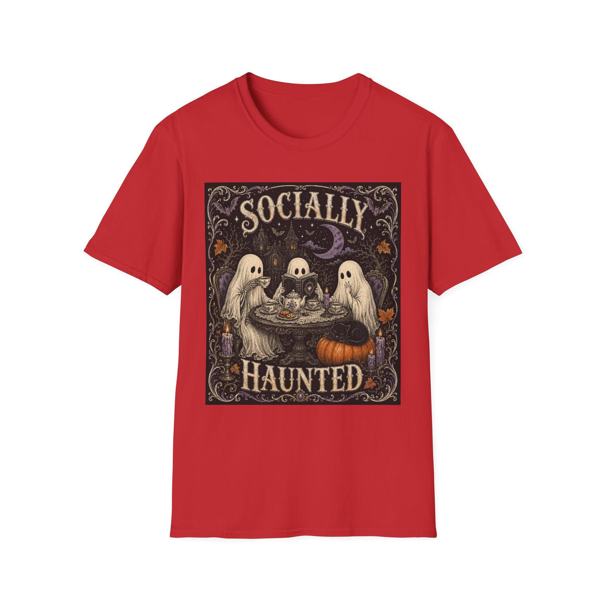Socially Haunted T-Shirt — Cute Ghost Halloween Graphic Tee