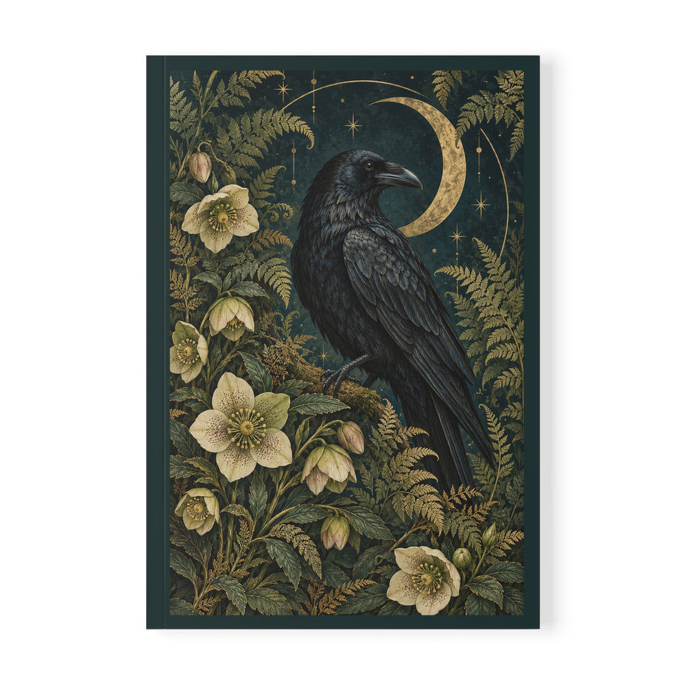 Raven Botanical A5 Lined Notebook Celestial Moon Journal 150 Pages