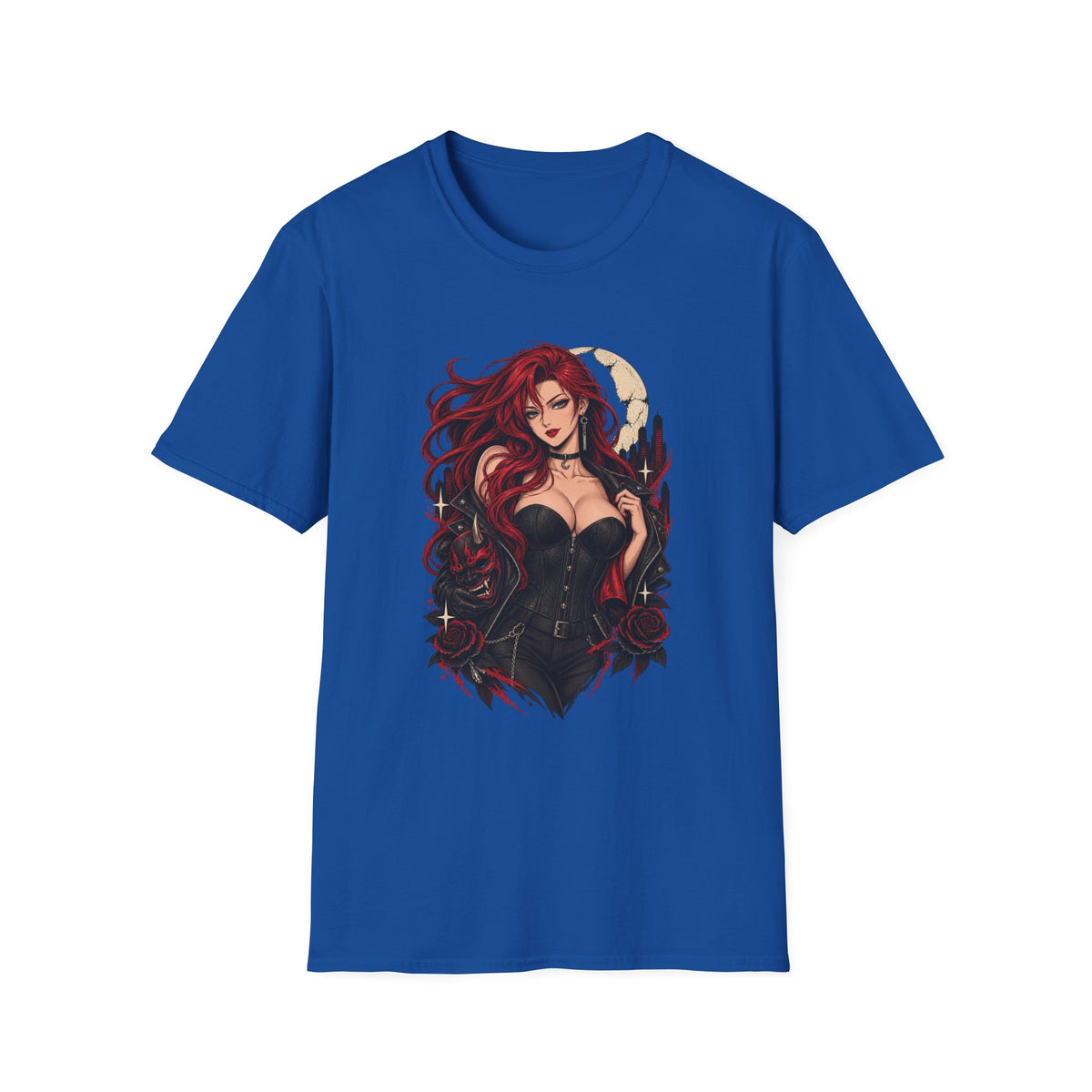 Crimson Dusk | Sexy Gothic Hannya Mask Pin up Woman T-Shirt