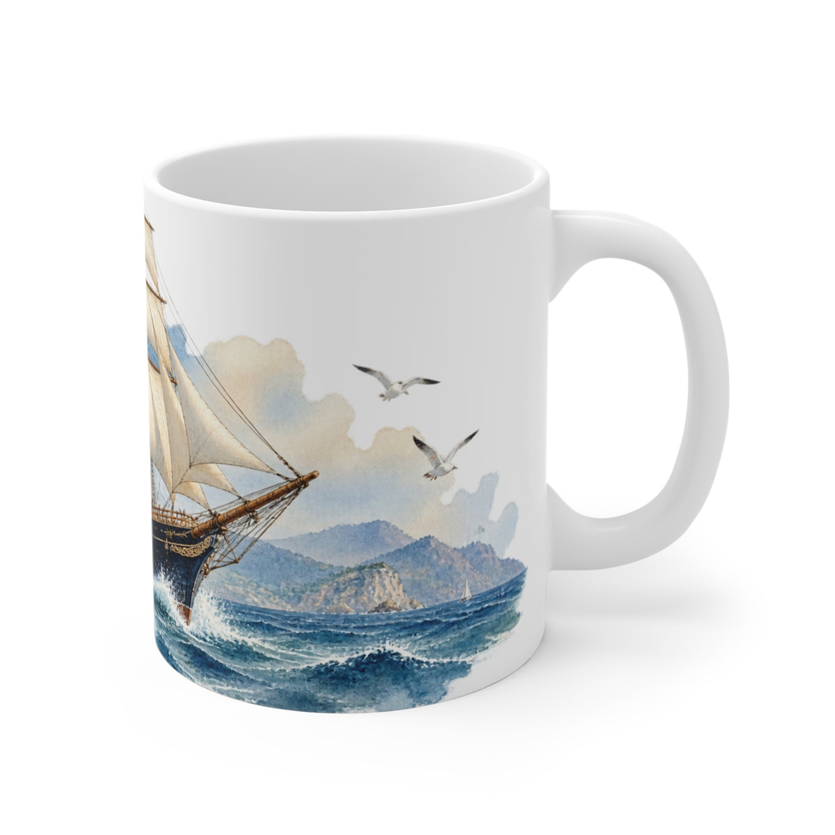 Vintage Sailing Ship Watercolour Mug | Tall Ship Nautical Art