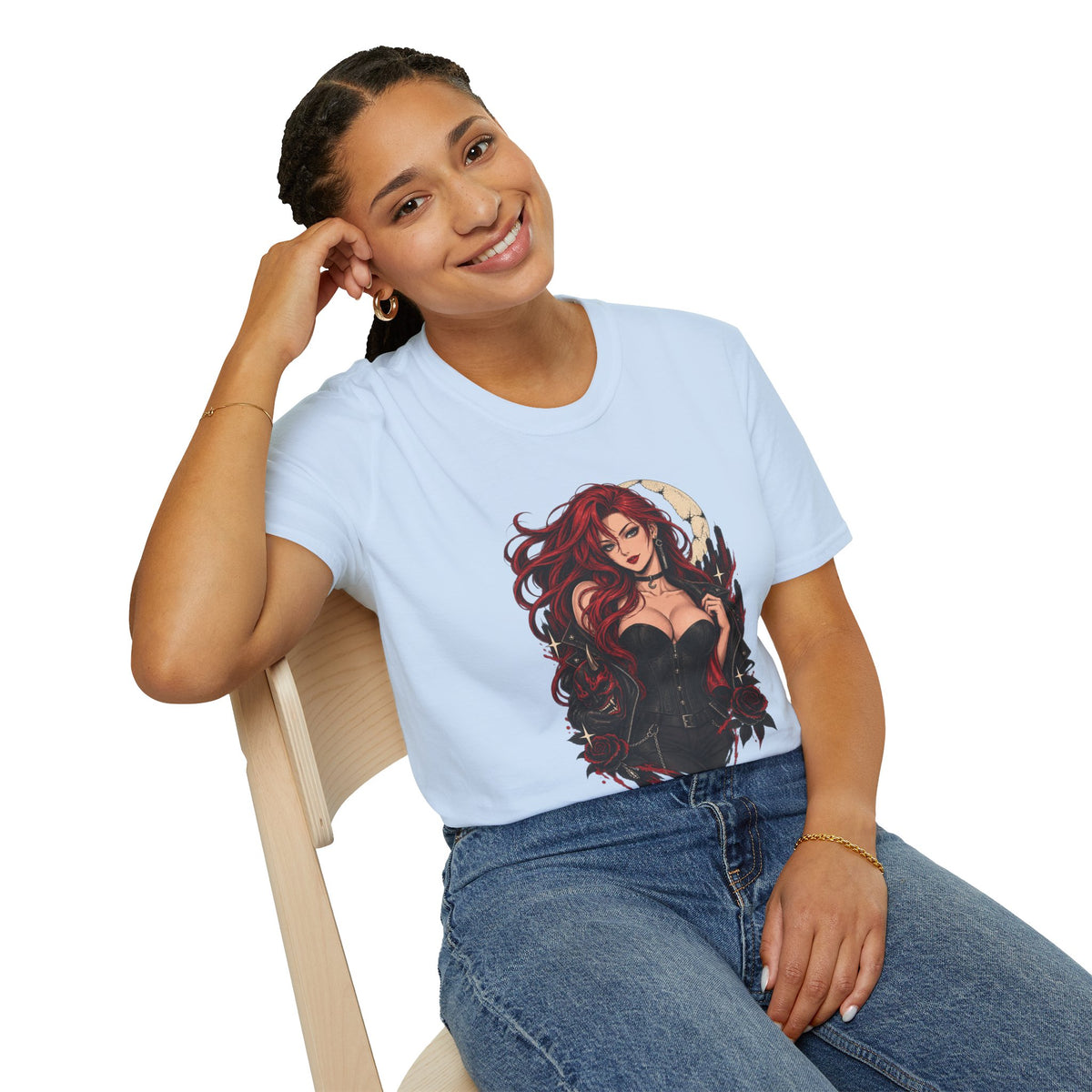 Crimson Dusk | Sexy Gothic Hannya Mask Pin up Woman T-Shirt