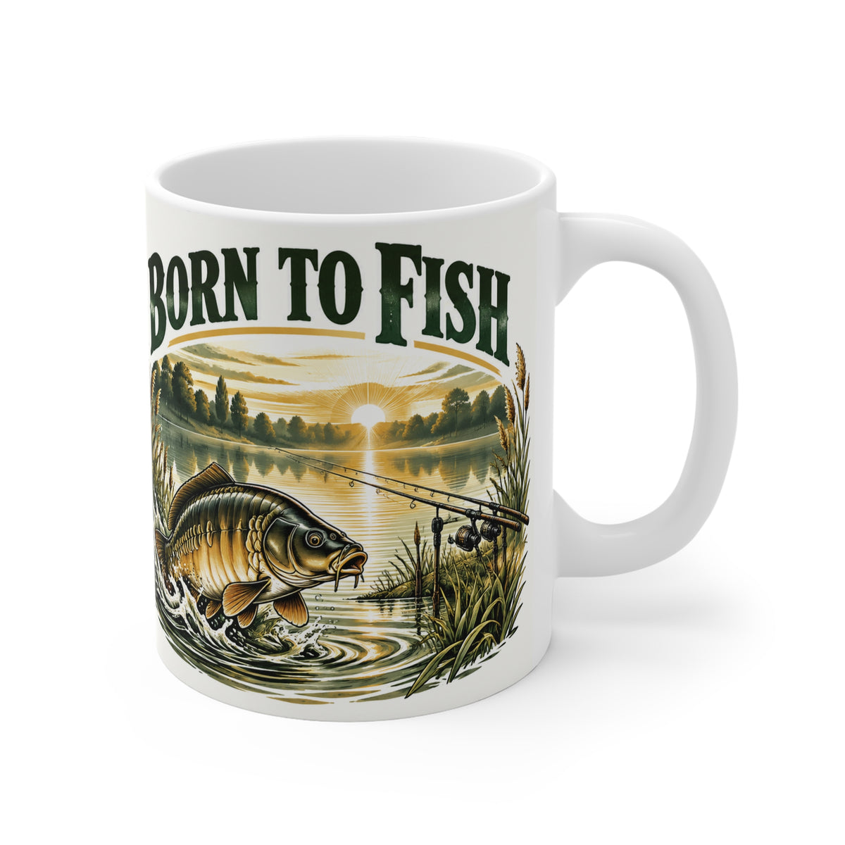 Born To Fish | Funny Fishing Coffee Mug Gift (11oz)