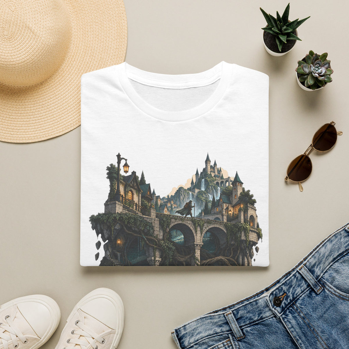 Quests and Adventures | Japanese Style | Anime Fantasy Dragon Castle T Shirt