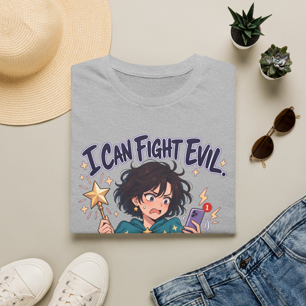 Working Witch | I Can Fight Evil, Please Just Email | Cute Anime T Shirt