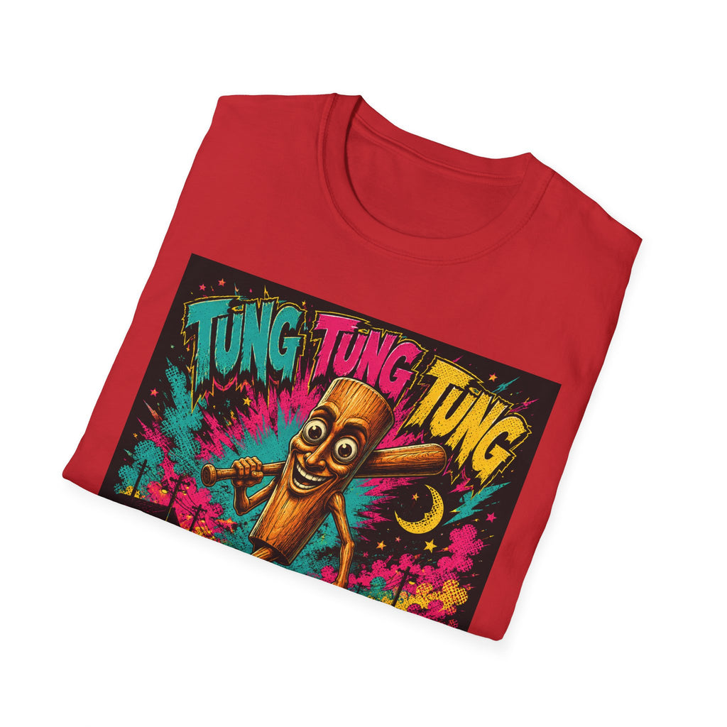T-Shirt — Colorful 'Tung Tung Tung' Cartoon Log Design (Sahur)