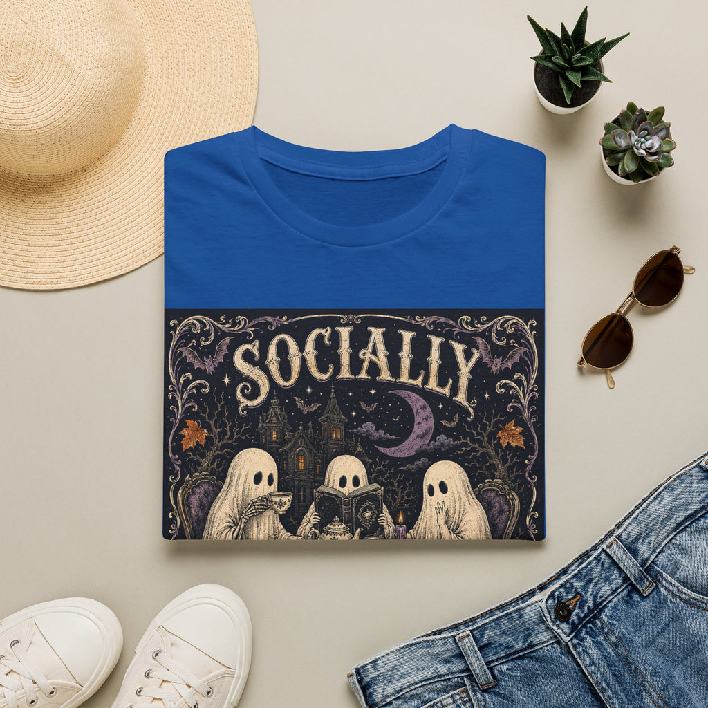 Socially Haunted T-Shirt — Cute Ghost Halloween Graphic Tee