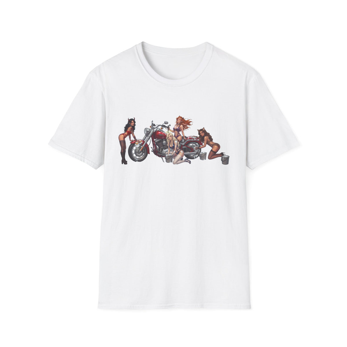 Biker Pinup T-Shirt — Vintage Motorcycle Pinup Girls Tee