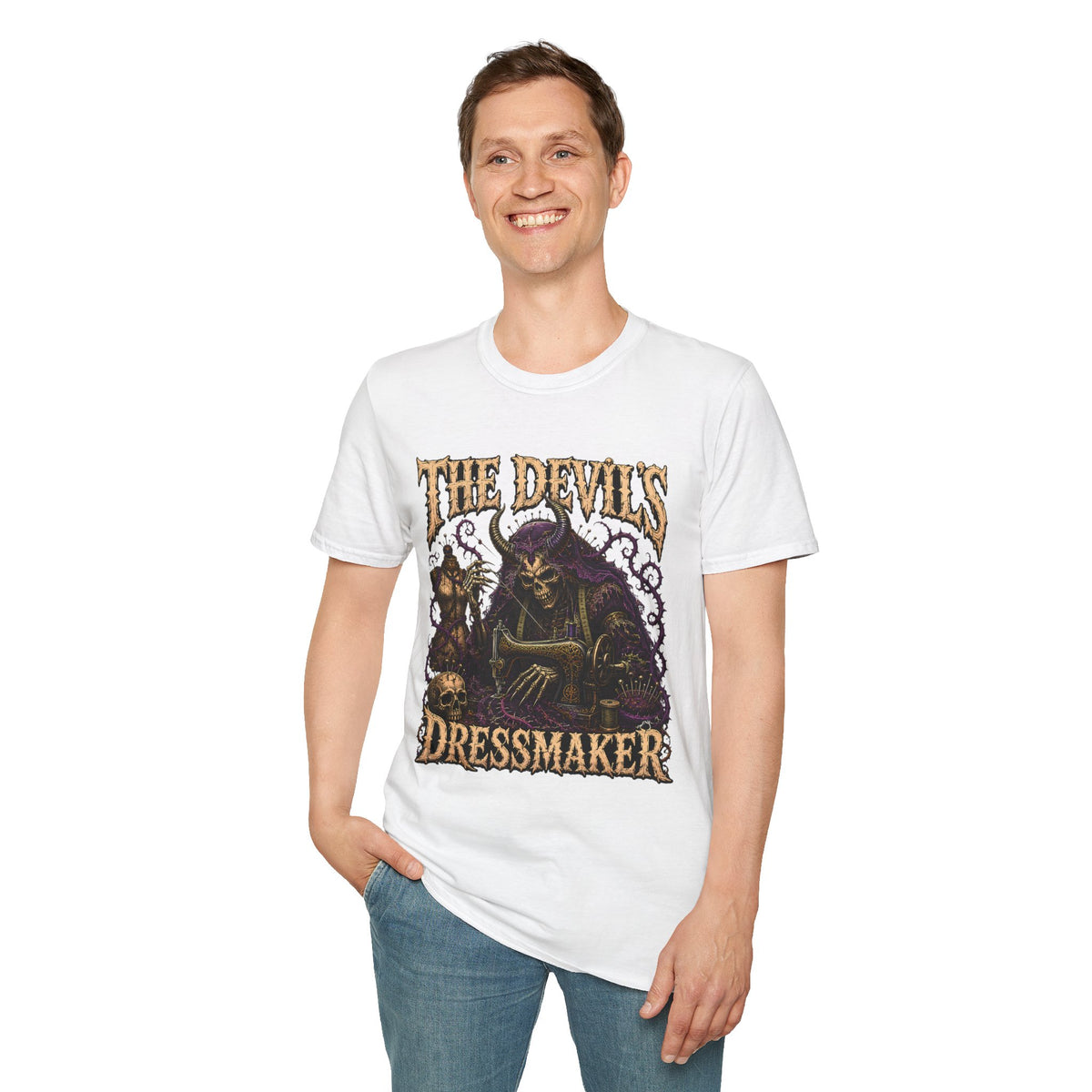 Devil’s Dressmaker Sowing Seamstress - Gothic Horror T-Shirt
