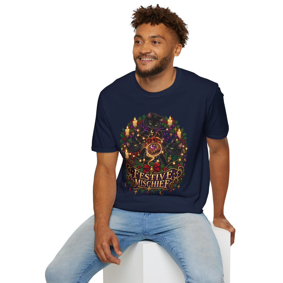 Festive Mischief | Cat Lover Christmas Holiday T-Shirt