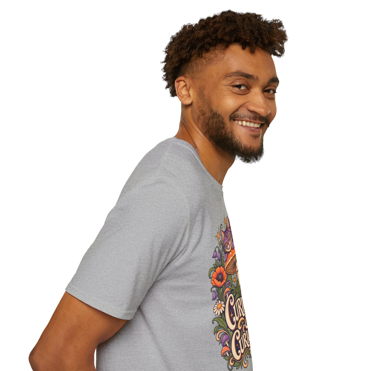Cheshire Cat | Curiouser & Curiouser | Whimsical Mushroom Design Graphic Shirt