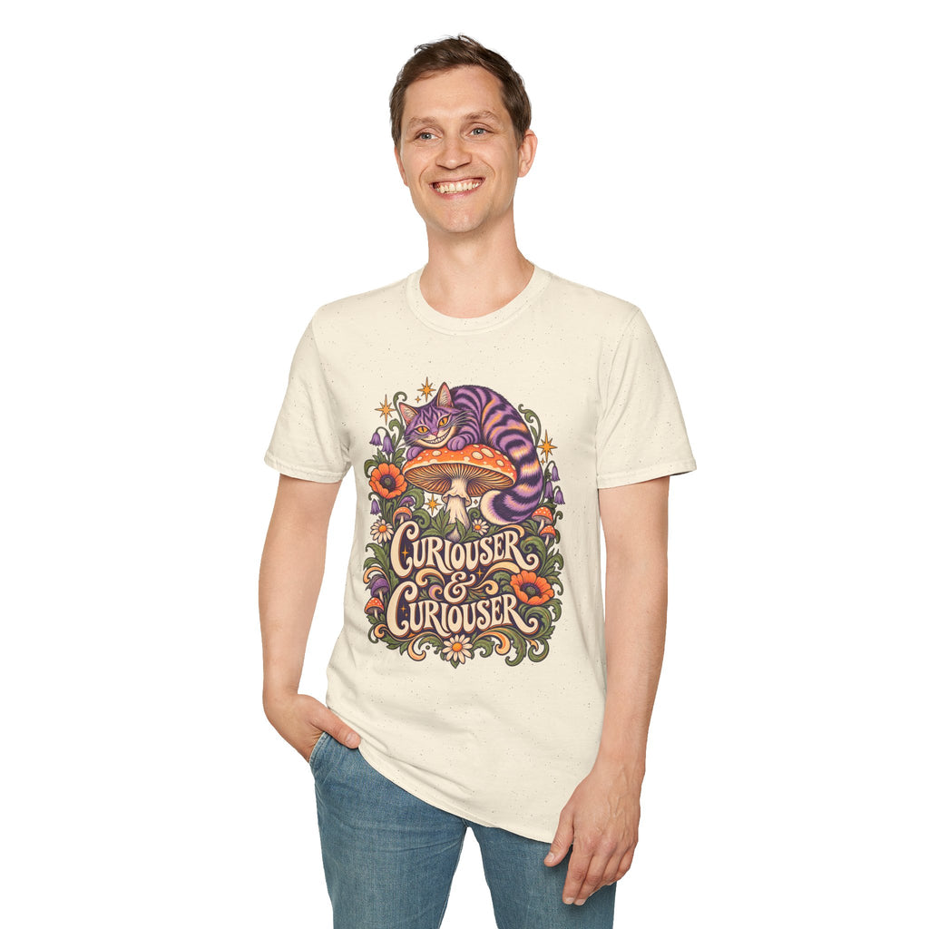 Cheshire Cat | Curiouser & Curiouser | Whimsical Mushroom Design Graphic Shirt