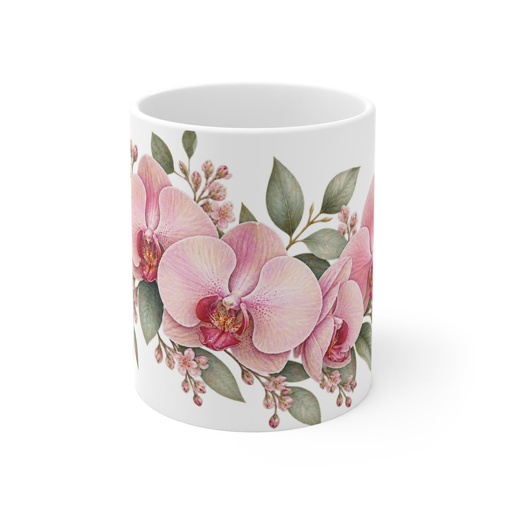 Pastel Pink Orchid Mug | Botanical Floral Design
