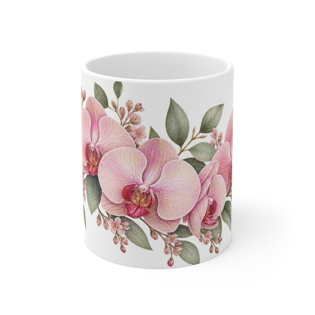 Pastel Pink Orchid Mug | Botanical Floral Design