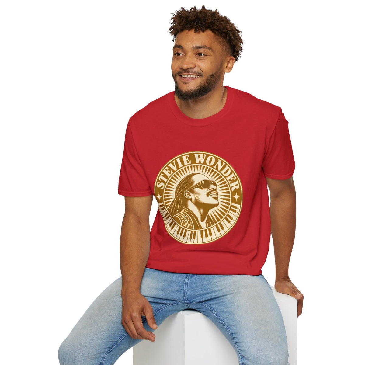 Stevie Wonder Graphic T-Shirt - Vintage Gold Portrait Tee
