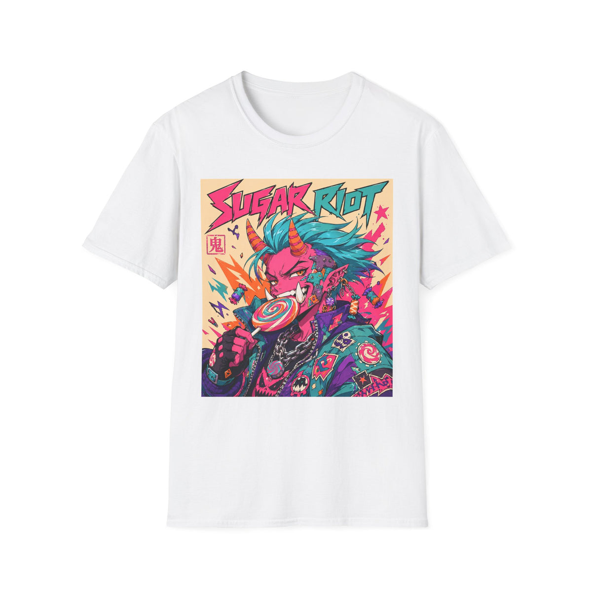 Sugar Riot Demon Anime T-Shirt — Neon Retro Punk Graphic Tee