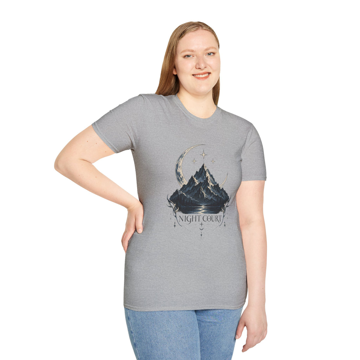 Night Court Mountain | ACOTAR Book Crescent Moon & Stars Graphic