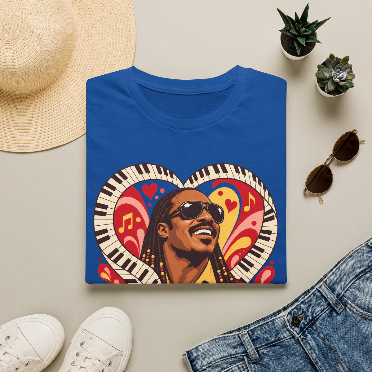 Stevie Wonder Heart Graphic T-Shirt