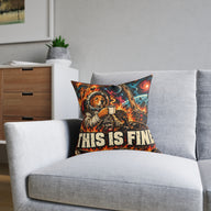 This Is Fine Funny Space Dog Meme Cushion | Decorative Sofa Pillow