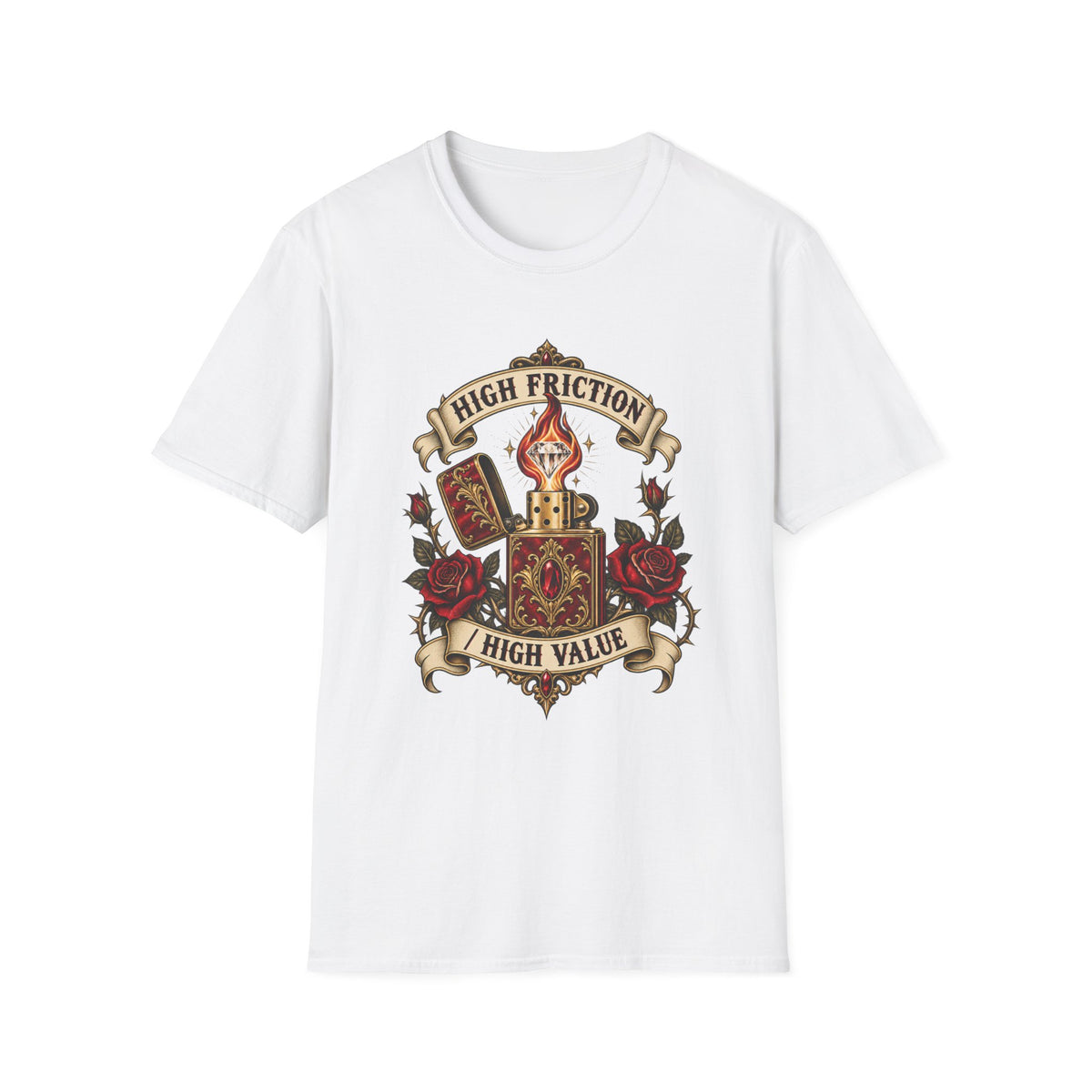 High Friction High Value | Vintage Tattoo Dice & Roses Graphic Tee