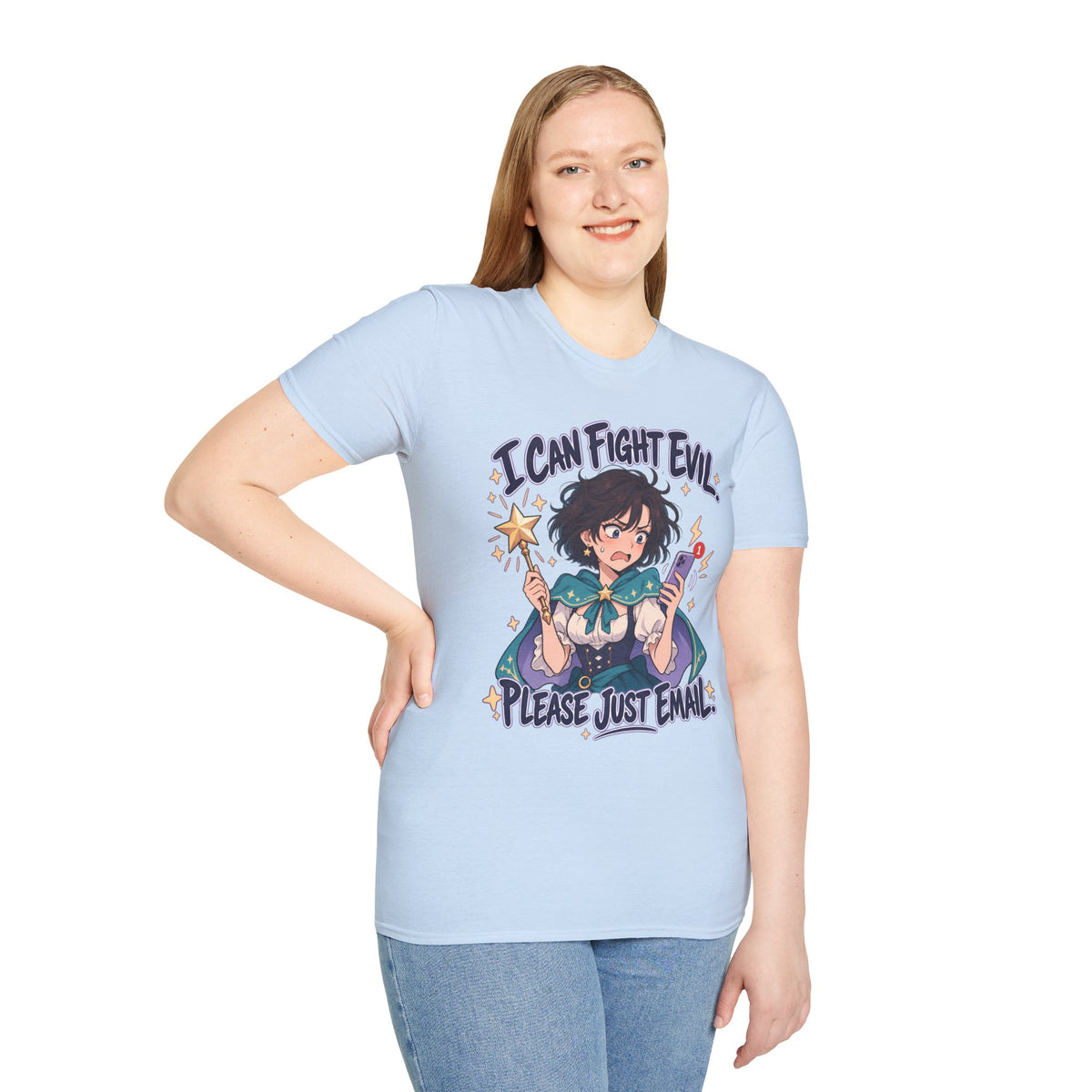 Working Witch | I Can Fight Evil, Please Just Email | Cute Anime T Shirt