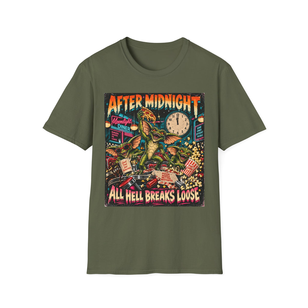 After Midnight Gremlin Tee — "All Hell Breaks Loose" Retro Horror T-Shirt