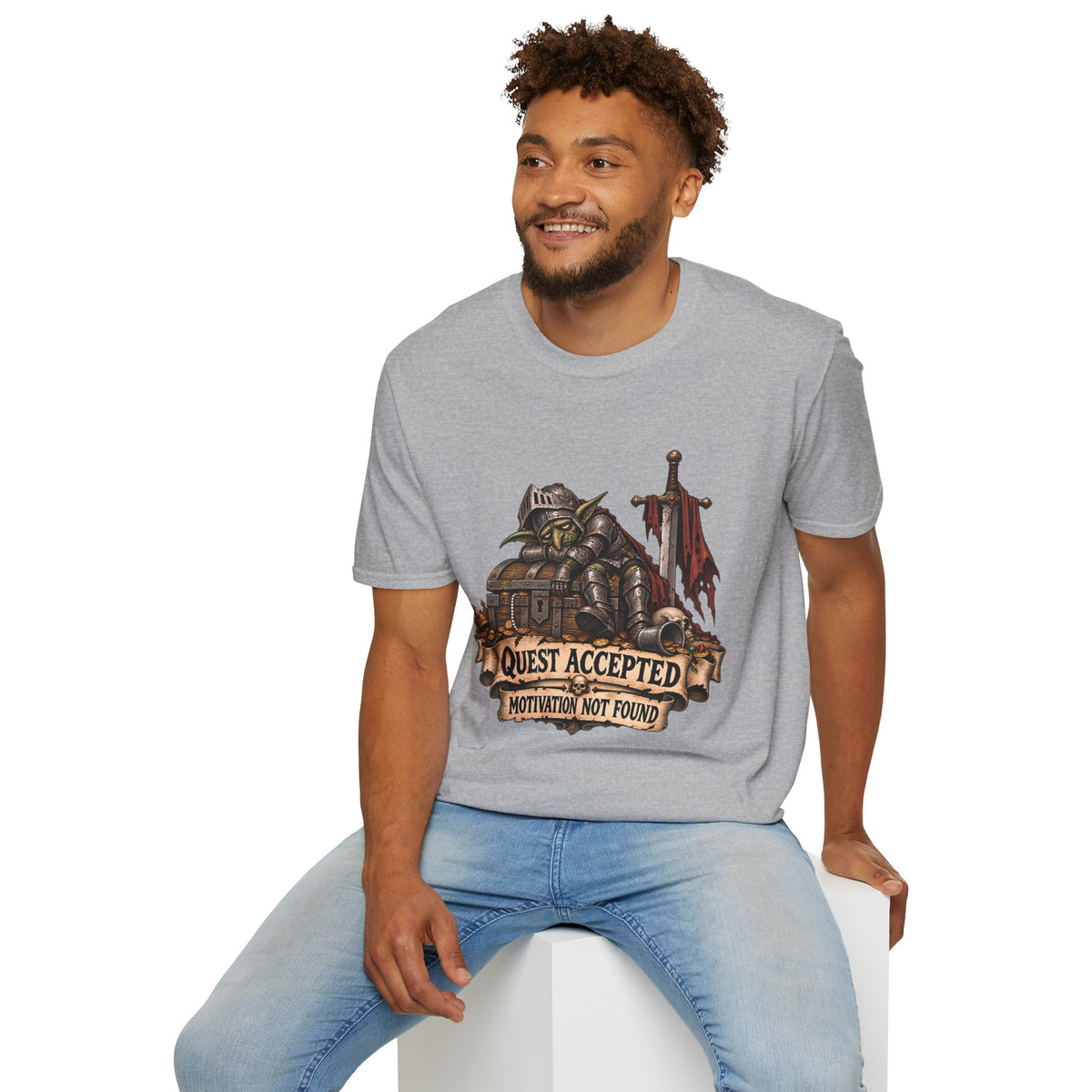 Quest Accepted T‑Shirt | Fantasy Gamer Tee (Motivation Not Found)