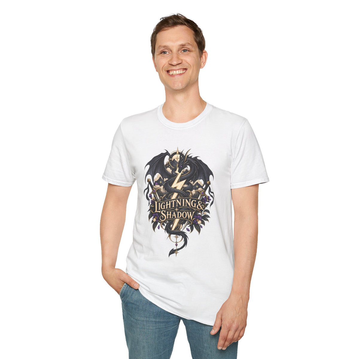 Lightning & Shadow | Onyx Storm Book Inspired Fantasy Dragon T-Shirt